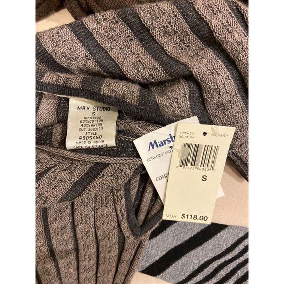 Max Studio Fitted Ribbed Knit Sleeveless Brown & Gray Sweater Dress sz S - Picture 6 of 6